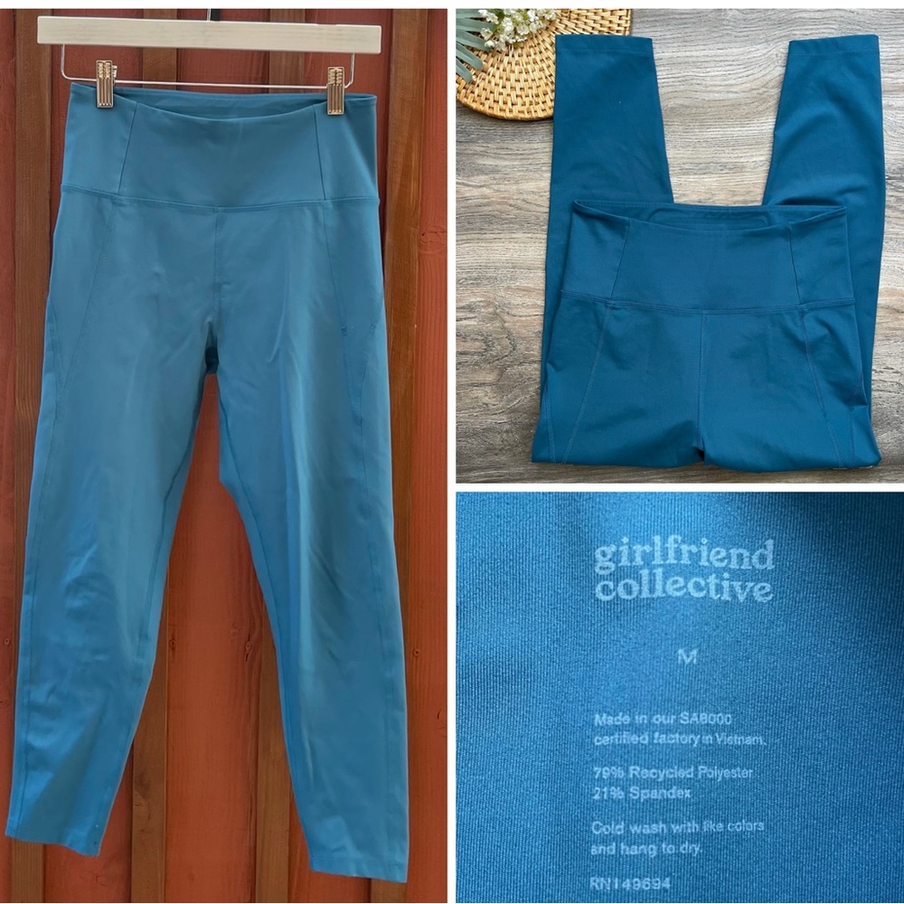 Girlfriend Collective Blue Crop Workout Leggings Medium Women